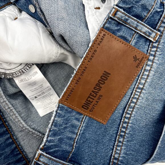 One Teaspoon Outlaws Shorts Size 26‎ Cutoff 100% Cotton Denim Light Blue Wash - Picture 15 of 15